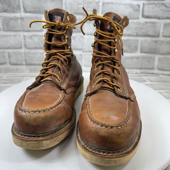 Duluth Trading Co VINTAGE Men\'s 10 W 6\' Moc Toe Brown Leather Made in USA Boots main image 12